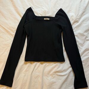 Elegant Black Ribbed Women's Top